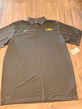 NWT LSU Tigers Nike Dri Fit Polo Shirt SZ 3XL XXL Charcoal Gray Golf Performance